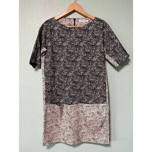 Gerard Darel Paris Women's Black Patterned Short Sleeve‎ Dress Size 40